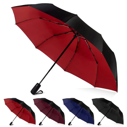 Custom Logo Print 10k Travel 3 Folding Umbrella Big Strong Windproof Soild Color Umbrella