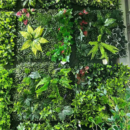 100x100cm Artificial Greenery Plant Wall Vertical Hedge Panels Tropical Fern for Outdoor Indoor Landscape Resort Landscape OEM