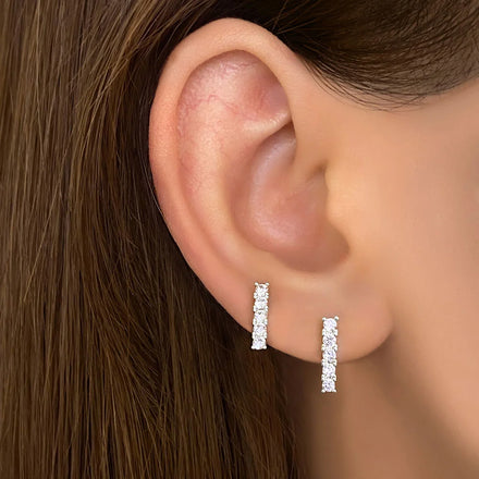 For Foxi Wholesale Gold-Plated Ear Studs Fashion Jewelry Aretes Cubic Zirconia Bar Stud Earrings Cute Style Ready Ship Main