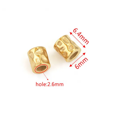 Yiwu Aceon Stainless Steel DIY Jewelry Rope Leather Chain Spacer Slide Round Cylinder Tube Hammered Bead Charm