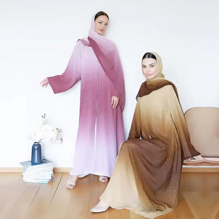 2026 Mexizo Latest Design Modest Luxury Dubai Abaya Turkish Glitter Ombre Abaya With Hijab Women Muslim Dress Cardigan