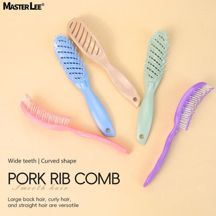Colorful ABS Alloy Custom Logo Rib Comb Round Tip Nylon Teeth Scalp Massage Water Proof Hair Comb Women Men