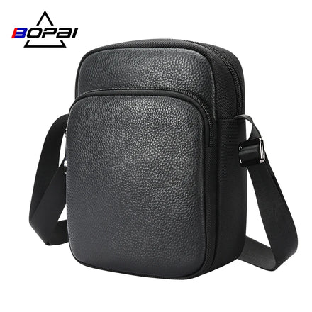 Custom logo Fashion Trendy Luxury Men Sports Single Shoulder Strap Leather Genuine Messenger Small square Crossbody Bag