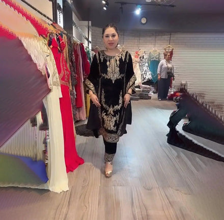 Indian Traditional Heavy Embroidery Sequin Work Salwar Kameez Kurti Top Bottom and Dupatta Party Wear Look at Wholesale