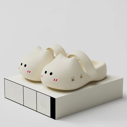Cute Animal Waterproof Cartoon Cat Shape Open Toe Winter Anti-Slip Soft Summer Platform EVA Slides for for Women