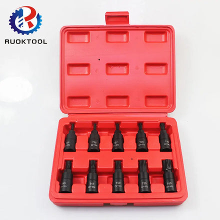 High-Quality Manual Maintenance Tools 10pc Cr- Mo 3/8'' Drive T20-T60 Torx Bit Socket Nuts Set