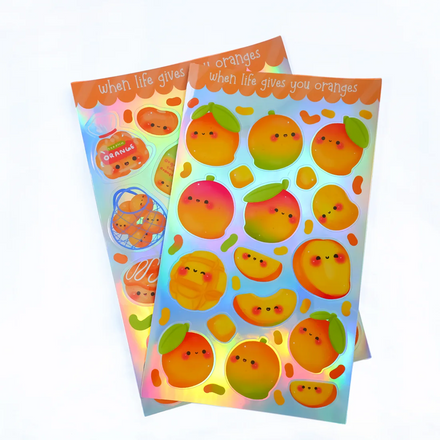 Custom Cartoon Stickers Custom Printed Kiss Cut Transparent Vinyl Stickers Self-Adhesive Waterproof Holographic Effect