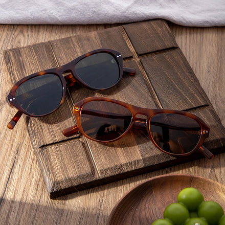 Round Light-Colored Clear Glasses Customizing Recycled Thick Acetate Frame Sunglasses for Men and Women