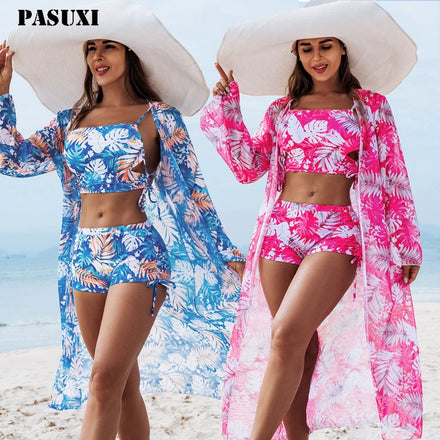 PASUXI Custom 2026 Sexy Bikini Swimwear Solid Women Beach Backless String Lace up Tankini Swimsuit Womens Triangle Bikinis Set