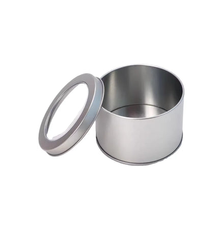 90 Dia X 60H mm Round Tin Box With Window for Gifts Accessories Tools Chocolate Candies Watches