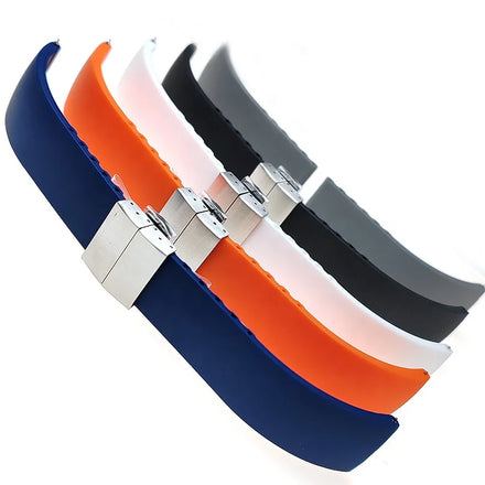 High Quality Silicone Watch Strap 18 20 22 24MM One-Over Flat with Double Press Bow Quick Removal for Smartwatches