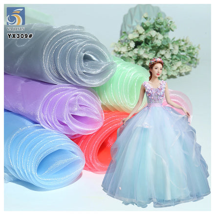 YX147 2025 New Pearl Yarn Glossy Organza Bright Silk Encrypted Glass Yarn for Yarn Bag Bouquet Dress Dress Fabric