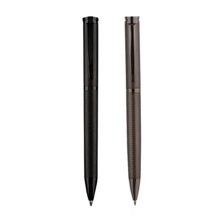 New Luxury Metal Engraved Feather Twist Action Ballpoint Pen Custom Logo 0.7/1.0mm Point Black/Blue Ink-Promotional Business