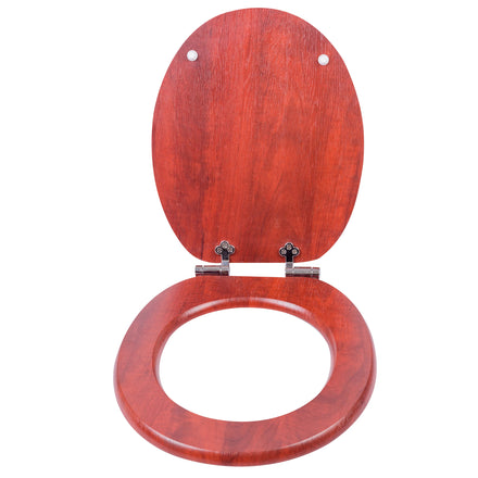 JELL Modern Design Printed Soft Close Hinge Round Toilet Seat Cover 3-Year Warranty Easy Installation Red Oak Wood MDF Bathroom