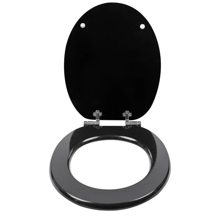 JELL Black Glossy Modern Soft Close Hinge Round Toilet Seat Cover Easy Installation Wood MDF Material 3-Year Warranty Hotel Use