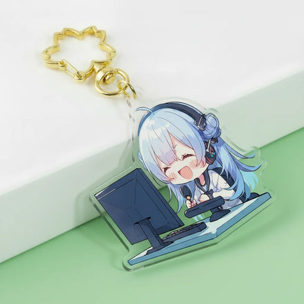 Custom Double Sided Printed Design Acrylic Epoxy Keychain Hologram Custom Glitter With Diamond Polished Edges