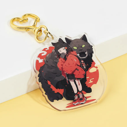 Customized Acrylic Charm Holographic Rainbow Anime Acrylic Keychain Epoxy Resin Keychain