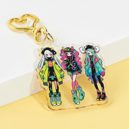 Customized Cartoon HD Animation Transparent Acrylic Keychain Glitter Acrylic Holographic Craft
