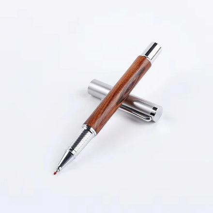 Popular Lower MOQ Promotional Metal Wooden Roller Ball Pen with Gift Box Custom Logo Silk Screen Custom Color 0.7mm Tip