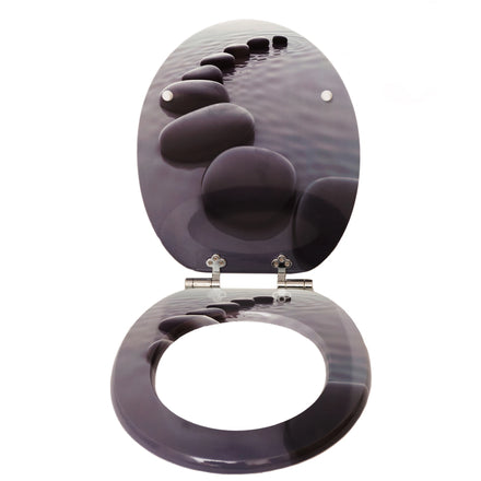 Modern Printed Soft Close Hinge Round Toilet Seat Cover with Easy Installation Wood MDF Material 3-Year Warranty Hotel Use