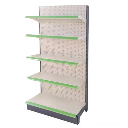 Customizable White Single-Sided Supermarket Shelf with Price Tag Heavy Duty Grocery Store Equipment Convenient Factory Size Logo