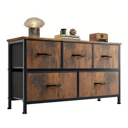 Dresser for Bedroom with 5 Drawers Wide Chest of Drawers Fabric Dresser Storage Organizer with Fabric Bins for Closet Hallway