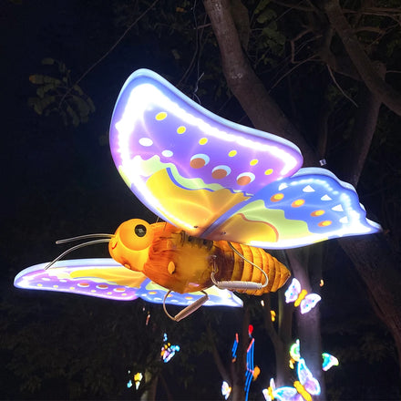 Momovalley Outdoor Waterproof 93cm Blue Wings LED Butterfly Lamps Christmas Garden Moving Decorative Props for Weddings