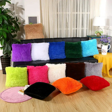 Amity Square Pillow Case Faux Fur Soft Fluffy Decorative Throw Pillowcase Sofa Cushion Cover for Home Livingroom Bedroom