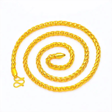 Dubai Gold Chopin Chain Men's Golden Hemp Rope Necklace Brass Gold-Plated Jewelry Atmospheric Color Factory Direct Sales