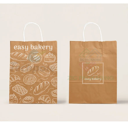 Kraft Paper Bag Bakery Packaging Paper Bag with Handle Custom Logo Paper Bag for Bakery Packing