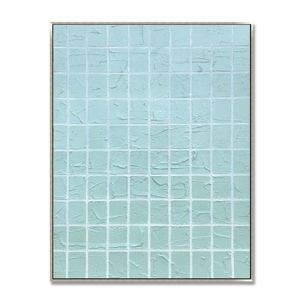 Wabi-sab Decoracion De Interior Abstract Lake Blue Plaid Pure Hand-painted Oil Painting Wall Arts
