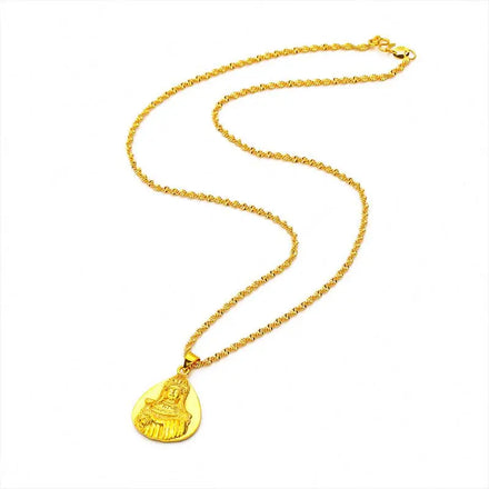 Gold Plated Necklace Water Ripple Placer Gold Women's Mazu Drop Shape Pendant
