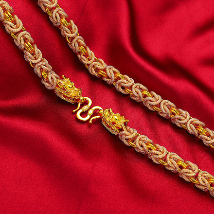 Dragon Thick Type Necklace Gold Ornament Men's Domineering Copper Gold-Plated Chain Wechat Supply