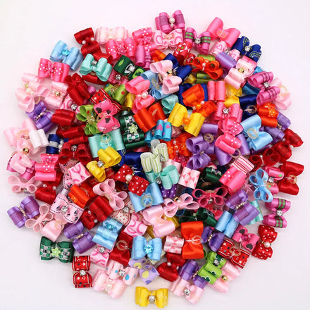Hot Selling Dog Hair Bows with Rubber Bands Dog Hair Bands with Diamond