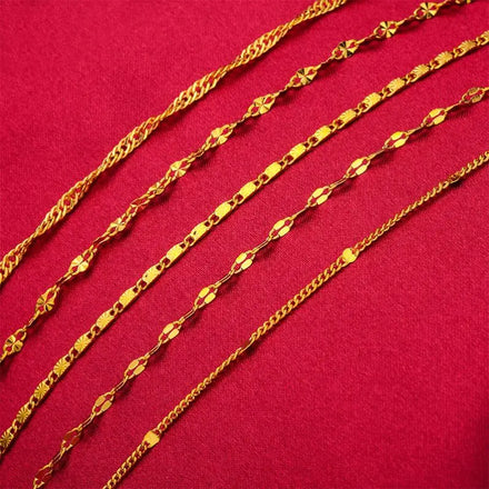 Placer Jewelry Plated Women's Necklace Water Wave Snake Bones Copper-Plated Gold Fine Lip Chain Wholesale