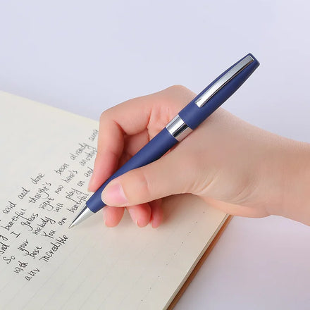 Hot Selling Personalized Advertising Customizable Twist Action Metal Ball Pens Laser Engraved Logo Middle Ring Feather Body