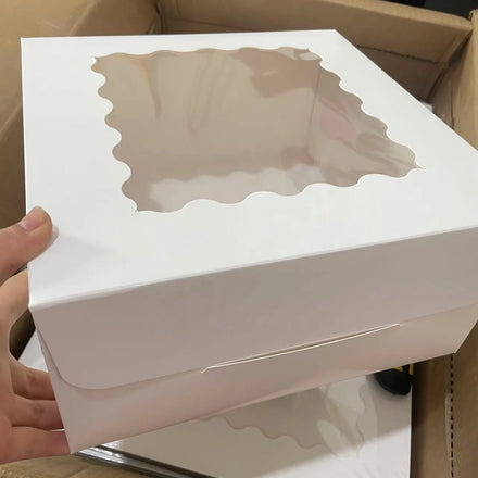 10x10x5 Inches Cake Boxes White Cardboard Bakery Packaging Boxes With Window Cajas Para Pasteles for Cake