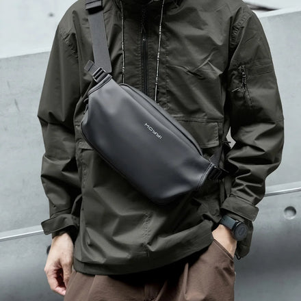 MOYYI Compact Fanny Pack Crossbody Bags for Men Lightweight Outdoor PVC Waist Bags