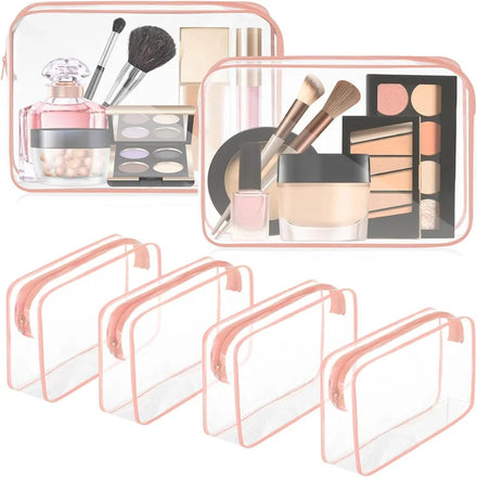 Custom Transparent PVC Zipper for Toiletry Bag Fashionable Waterproof Makeup Cosmetic Bag Holiday Set Letter Pattern Style