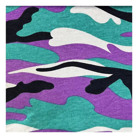 China Supplier Heavyweight Flame Retardant Stretch Knitted Printed Polyester/Cotton Purple Camo Jersey Fabric for Women Boys