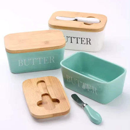 Raylon Ceramic Butter Box Lid Ready Ship Sealed Storage Butter Jar Keeper Kitchen Use Restaurants Packed Carton 24pcs Classic