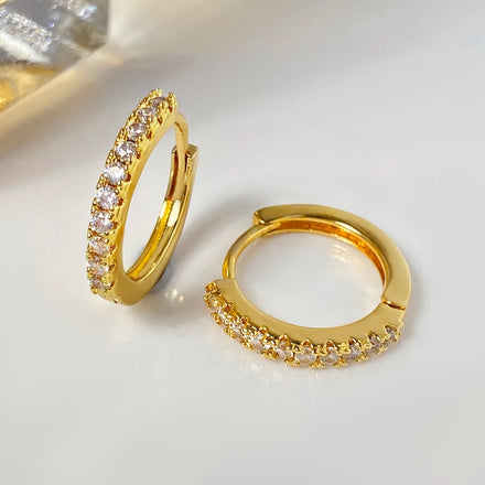 Foxi Trendy Jewelry Hypoallergenic Women Fashion Earrings 18k Gold Plated Zircon Hoop Earrings