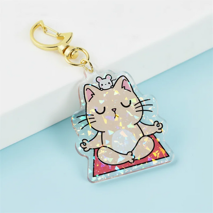 Custom Pattern Acrylic Keychain Rainbow Holographic Transparent Epoxy Resin Keychain Customization