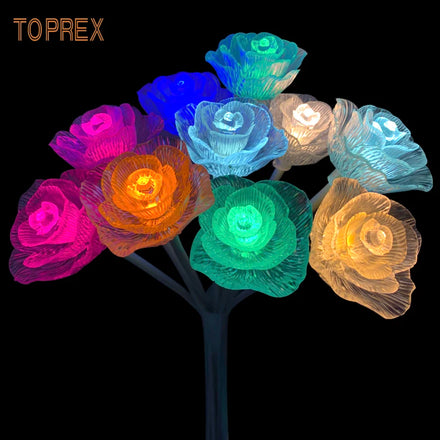 TOPREX DECOR Customized IP 65 Outdoor RGB DMX Acrylic Artificial Flower LED Rose for Christmas Decoration Wedding Holiday Event