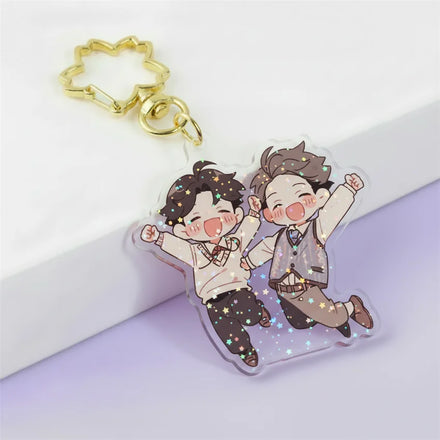 Customized Cartoon Anime Glitter Epoxy Keychain Acrylic Custom Logo for Promotion Car Keychain