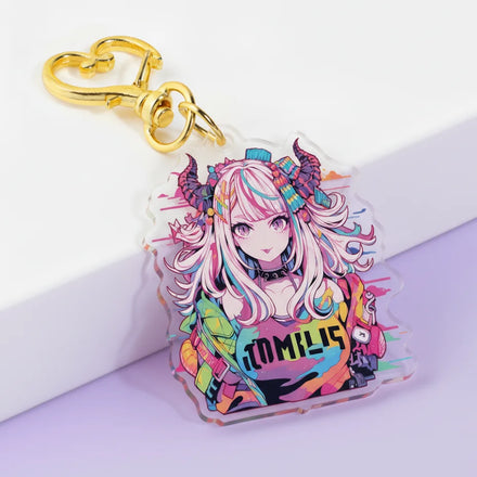 Holographic Anime Custom Glitter Epoxy Clean Epoxy Double Sided Printing Custom Polished Edge Keychain