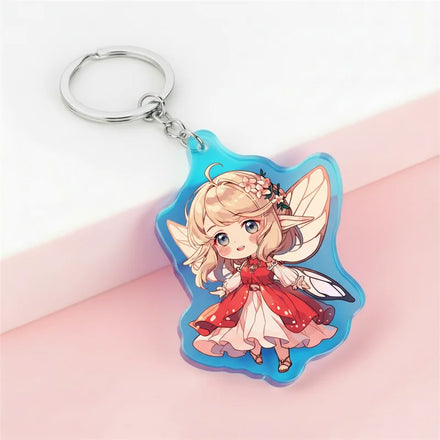 Customized Double Sided Printing Cute Link Acrylic Keychain Gradient Color Charm