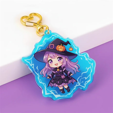 Custom Cartoon Acrylic Amulet Keychain Rainbow Holographic Epoxy Clear Acrylic Keychain