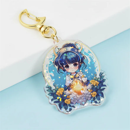 Custom Anime Gradient Acrylic Keychain Printed Translucent Acrylic Charm with Epoxy Resin and Holographic