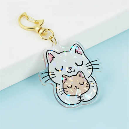 Customized Transparent Gradient Epoxy Keychain Acrylic Double-Sided Printing Custom Rainbow Keychain